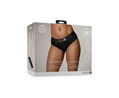 Ouch By Shots EasyToys Vibrating High-Cut Strap-On Briefs M/L Juodas with 10-Speed Bullet