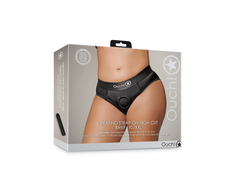 Ouch By Shots Sinner Gear Vibrating High-Cut Strap-On Brief XL/XXL Juodas Rechargeable