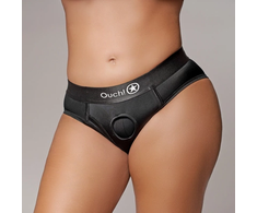 Ouch By Shots Sinner Gear Vibrating High-Cut Strap-On Brief XL/XXL Juodas Rechargeable