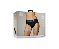 Ouch By Shots EasyToys Vibrating High-Cut Strap-On Brief XS/S Juodas - 10-Mode Bullet