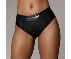 Ouch By Shots Shots Ouch! Vibrating Strap-On Thong M/L Juodas with Removable Straps