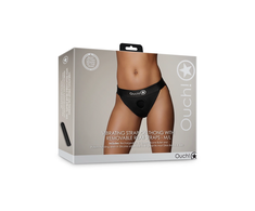 Ouch By Shots Shots Ouch! Vibrating Strap-On Thong M/L Juodas with Removable Straps