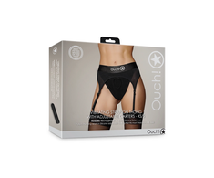 Ouch By Shots Shots Vibrating Thong Harness with Adjustable Garters Juodas XS/S