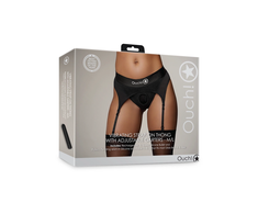 Ouch By Shots Shots Vibrating Strap-On Thong with Adjustable Garters M/L Juodas
