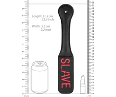 Ouch By Shots Ouch! Paddle SLAVE Reversed Lettering Juodas Leather Impact Tool