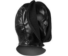 Ouch By Shots Ouch! Adjustable PU Leather Sensory Hood with Zip Closure - Juodas