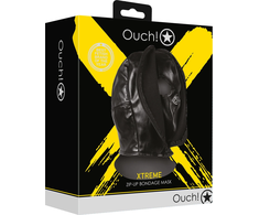 Ouch By Shots Ouch! Adjustable PU Leather Sensory Hood with Zip Closure - Juodas