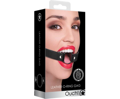 Ouch By Shots Master Series Wrapped O-Ring Gag Adjustable PU Strap 3.2cm Juodas
