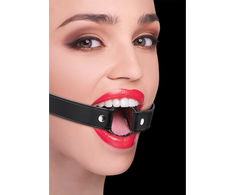 Ouch By Shots Master Series Wrapped O-Ring Gag Adjustable PU Strap 3.2cm Juodas
