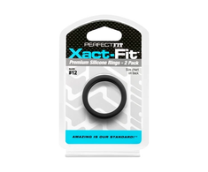 PerfectFitBrand Perfect Fit Xact-Fit #12 Silicone Ring Set 2 vnt., Juodas, 2.2 cm ID