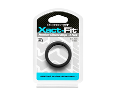 PerfectFitBrand Perfect Fit Xact-Fit #13 Precision Ring Set, 2 vnt., Soft Juodas Silicone