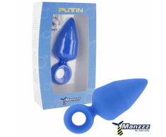 Mėlyna ManzzzToys Putin Mėlyna Intimate Silicone Plug Juodas 12cm XL Atsparus vandeniui