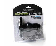 PerfectFitBrand Perfect Fit Double Tunnel Plug Large Juodas - Innovative Hollow Design, 11.4 cm