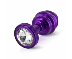 Diogol Ano Ribbed Plug 25 mm Aliuminio Violetinė with Swarovski Crystal