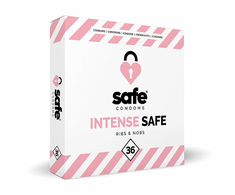 SAFE – Prezervatyvai Intense Safe Ribs &amp; Nobs (36 vnt.)