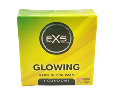 EXS Glow in the Dark Condoms 3-Pack | Odorless Thin Latex