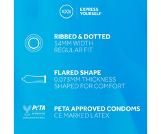 EXS Ribbed &amp; Dotted Latex 56mm Textured Protection 48-Pack
