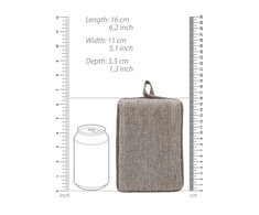 Touche By Shots Touche Rectangle Bath Sponge Bamboo Charcoal &amp; Flax Hemp Double-Sided