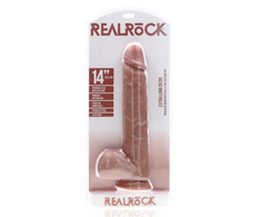 Realrock By Shots RealRock Extra Large Straight Model 14" Tan - Anatomical Design, Suction Base