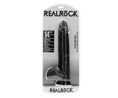 Realrock By Shots Extra Large Straight with Balls 35,5 cm - Juodas