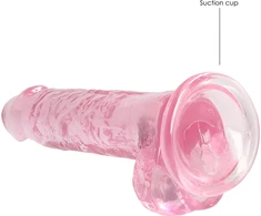 Realrock By Shots Realrock Dildo rožinė su mocną przyssawką rožinė orgazm 19cm