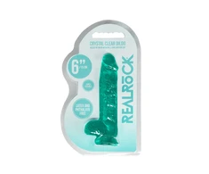 Realrock By Shots 6"""" / 15 cm tikroviškas dildo su kamuoliukais - turkis