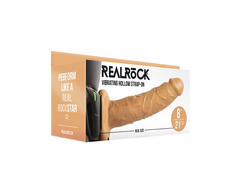 Realrock By Shots RealRock Vibrating Hollow Strap-On 8" Adjustable Intimate Machine, rusvai gelsvas