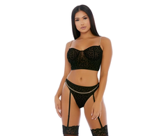 Forplay Fantasy Lingerie Chain Me Up Bustier Set Gold Chain L Size