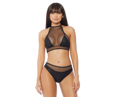 Forplay Fantasy Lingerie Impulse Micro Net Two-Piece Set Juodas High Waist