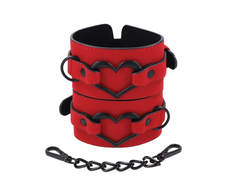 Sportsheets S&amp;M Amor Handcuffs Raudona Vegan Leather Adjustable