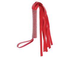Sportsheets Amor Sparkle Flogger Raudona - Vegan Leather, Rhinestone Handle