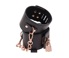 Sportsheets S&amp;M Brat Locking Cuffs Vegan Leather Rose Gold 7.25-10.25”