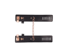 Sportsheets S&amp;M Brat Locking Cuffs Vegan Leather Rose Gold 7.25-10.25”