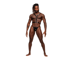 Male Power Leo Adjustable Leather-Look Chest Harness Juodas/Raudona One Size