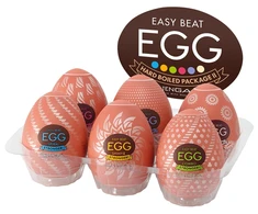 Tenga Easy Beat Egg Hard Boiled Package II rinkinys iš 6 vienkartinių kiaušinio formos masturbatorių