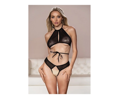 Allure Marley Peekaboo Set L/XL Juodas - Halter Top &amp; Strappy Panty Design