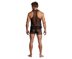 Male Power Stretch Net Tank Top Juodas L/XL - Racerback Design