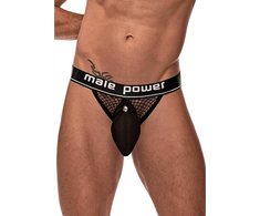 Male Power Cock Pit Net Jockstrap L/XL Juodas with Detachable Pouch