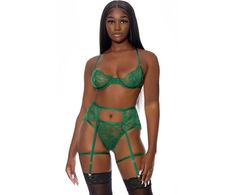 Forplay Blooming Season 3-Piece Lace Lingerie Set with Underwire Bra, Size M