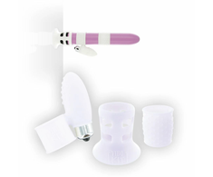 ViboKit Universal Vibrator Upgrade Kit Baltas - Suction Mount &amp; Textured Ring