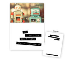 Warm Human Greeting Card Robots - Awkward &amp; Adorable Message, 10x15cm