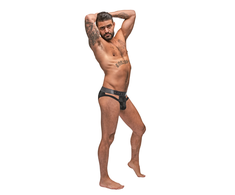 Male Power Checked Mate Cut Out Jock L/XL Sheer Patterned Waistband