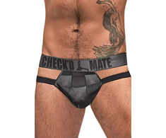 Male Power Checked Mate Cut Out Jock L/XL Sheer Patterned Waistband