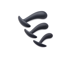Xr Brands Dark Delights 3-Piece Silicone Curved Anal Trainer Set - Juodas