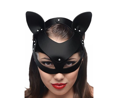 Xr Brands Bad Kitten Leather Cat Mask - Adjustable Genuine Leather Headpiece