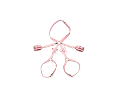Xr Brands Rožinė nsnovelties Bondage Harness M/L Rožinė - Adjustable Faux Leather with Bows