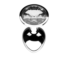 Xr Brands Booty Sparks Clear Gem Plug Small - Aluminum, Tapered, Crystal Accent