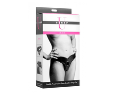 Xr Brands Crave Double Penetration Imitation Leather Harness, Adjustable, Juodas