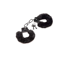 XR Brands Cuffed in Fur Adjustable Faux Fur Handcuffs Juodas 4.5-7"