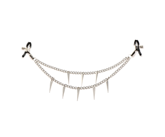 Xr Brands Daggers Adjustable Double Chain Nipple Clamps with Spiked Metal Chains